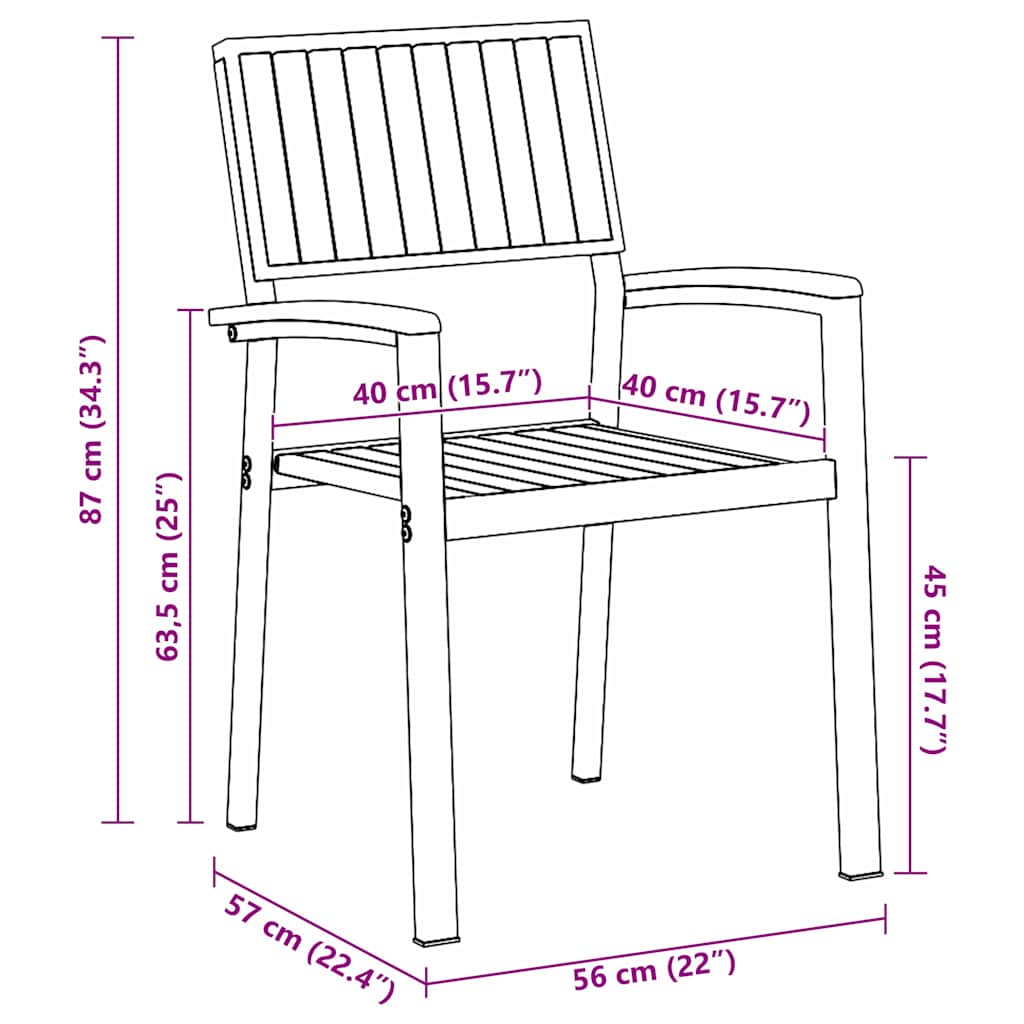 Sedia da Giardino 4 pcs Marrone 56 x 57 x 87cm
