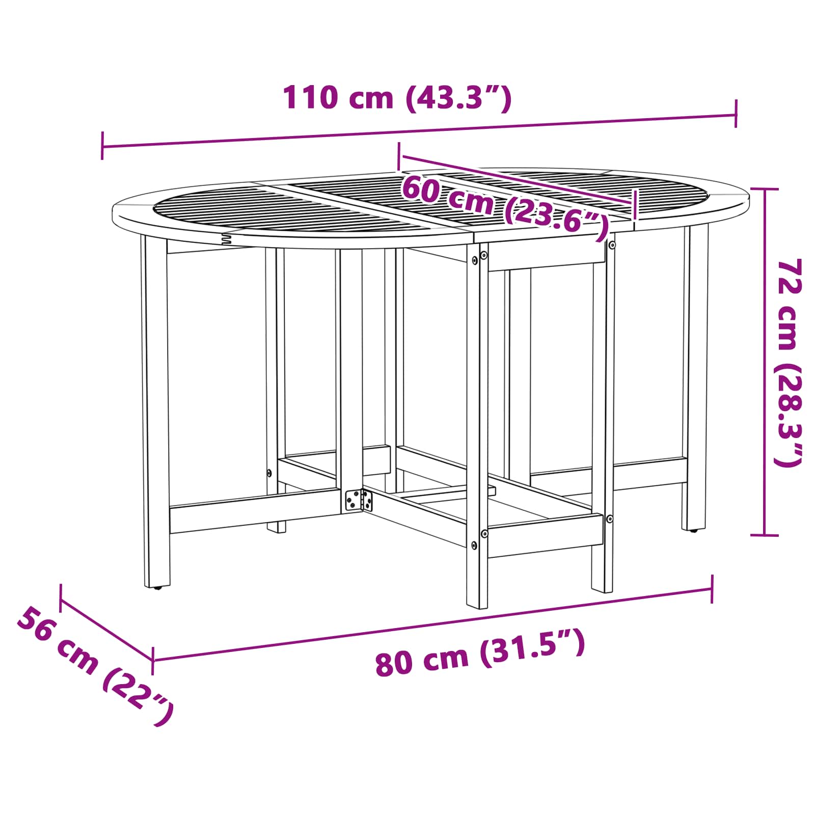Tavolo da Giardino Marrone 110 x 60 x 72 cm | homemem39