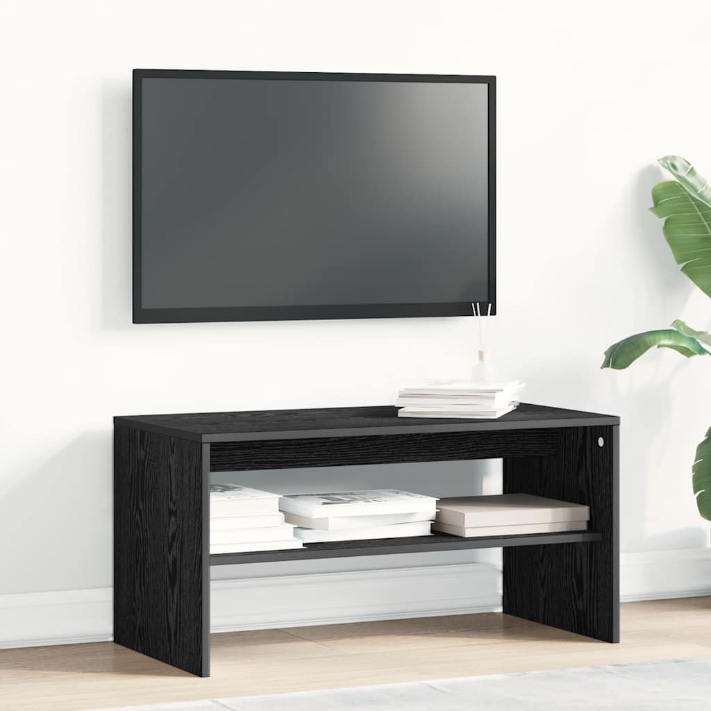 Mobile Porta TV Rovere Nero 80x40x40 cm in Legno Multistrato - homemem39