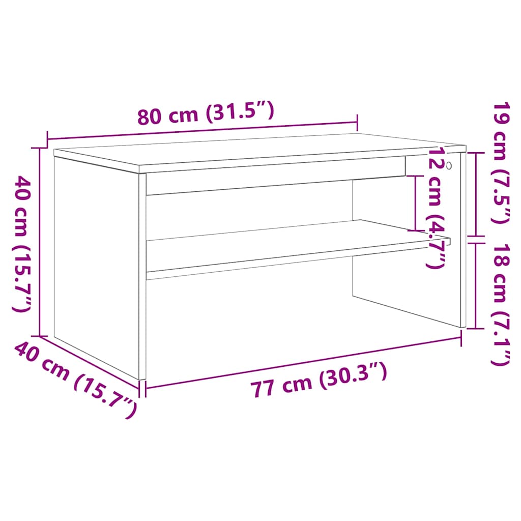 Mobile Porta TV Rovere Nero 80x40x40 cm in Legno Multistrato