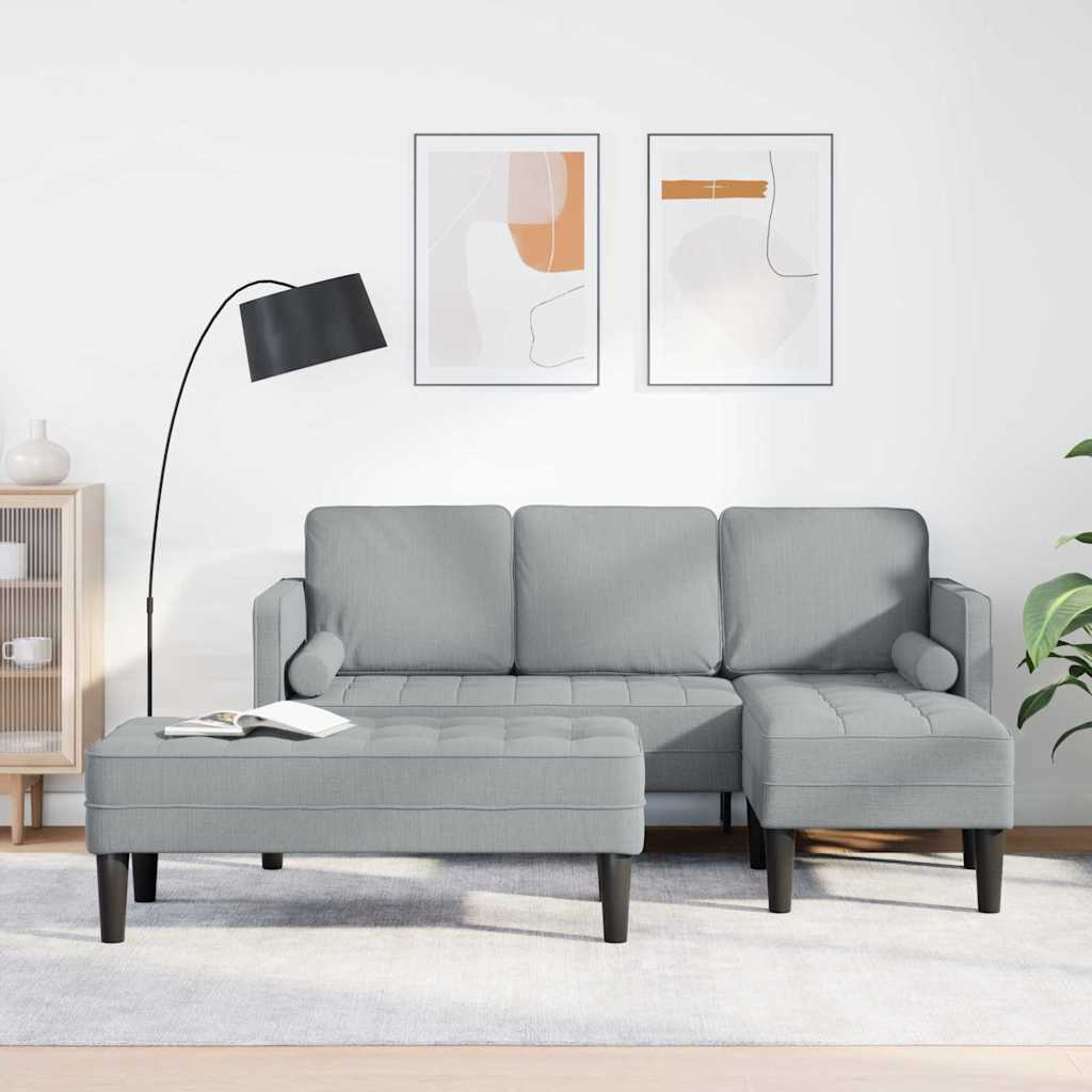 Set di divani 2 pcs Grigio chiaro 173 x 131 x 67 cm Tessuto
