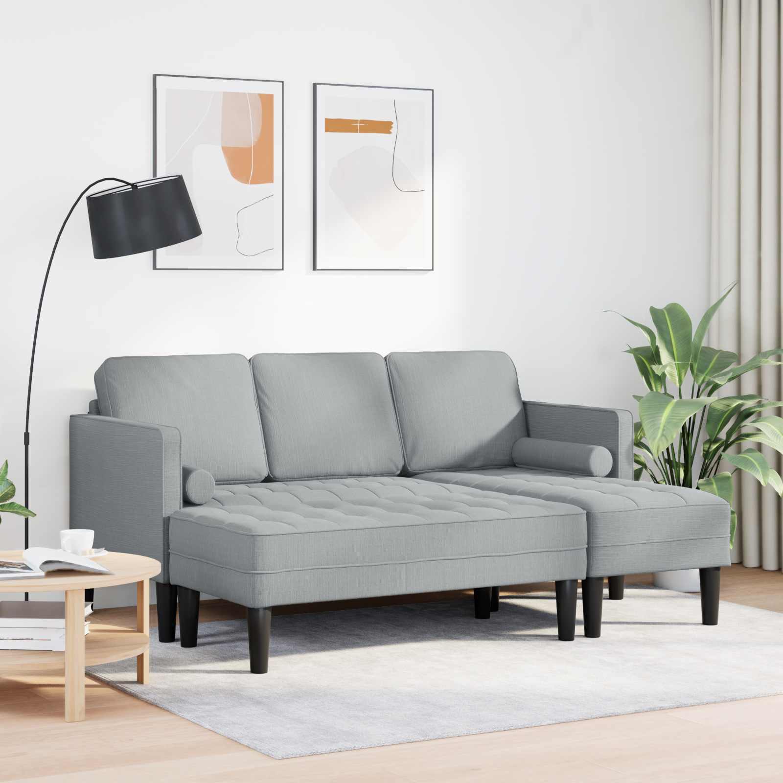 Set di divani con cuscino 2 pcs Grigio chiaro Poliestere | homemem39