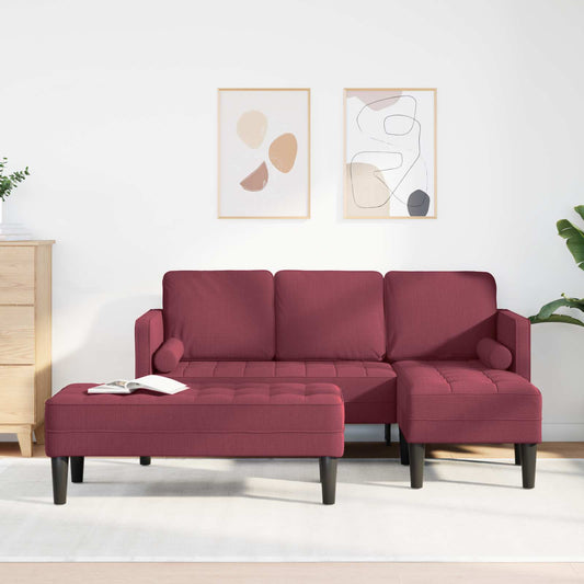 Set di divani con cuscino 2 pcs Rosso Vino Poliestere | homemem39