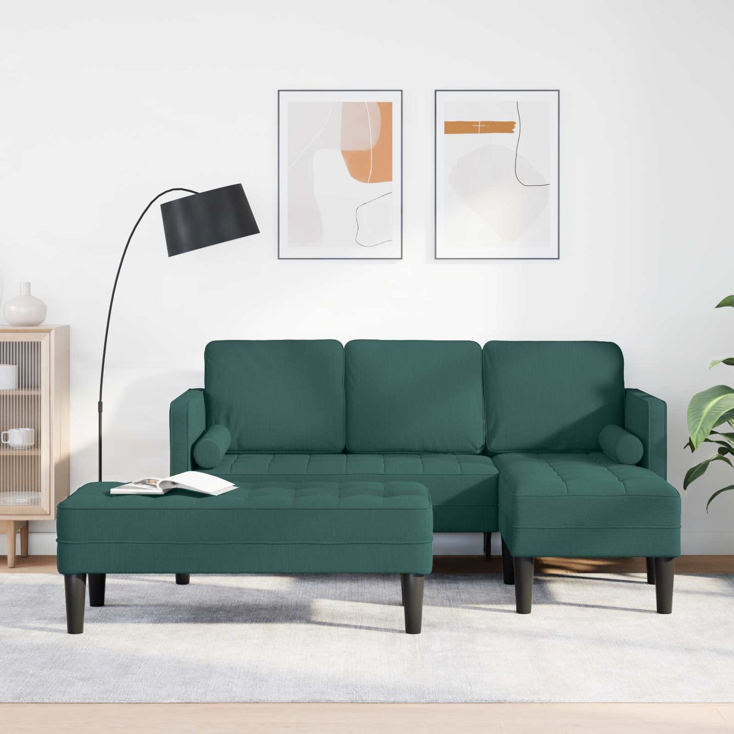 Set di divani con cuscino 2 pcs Verde Scuro Poliestere | homemem39