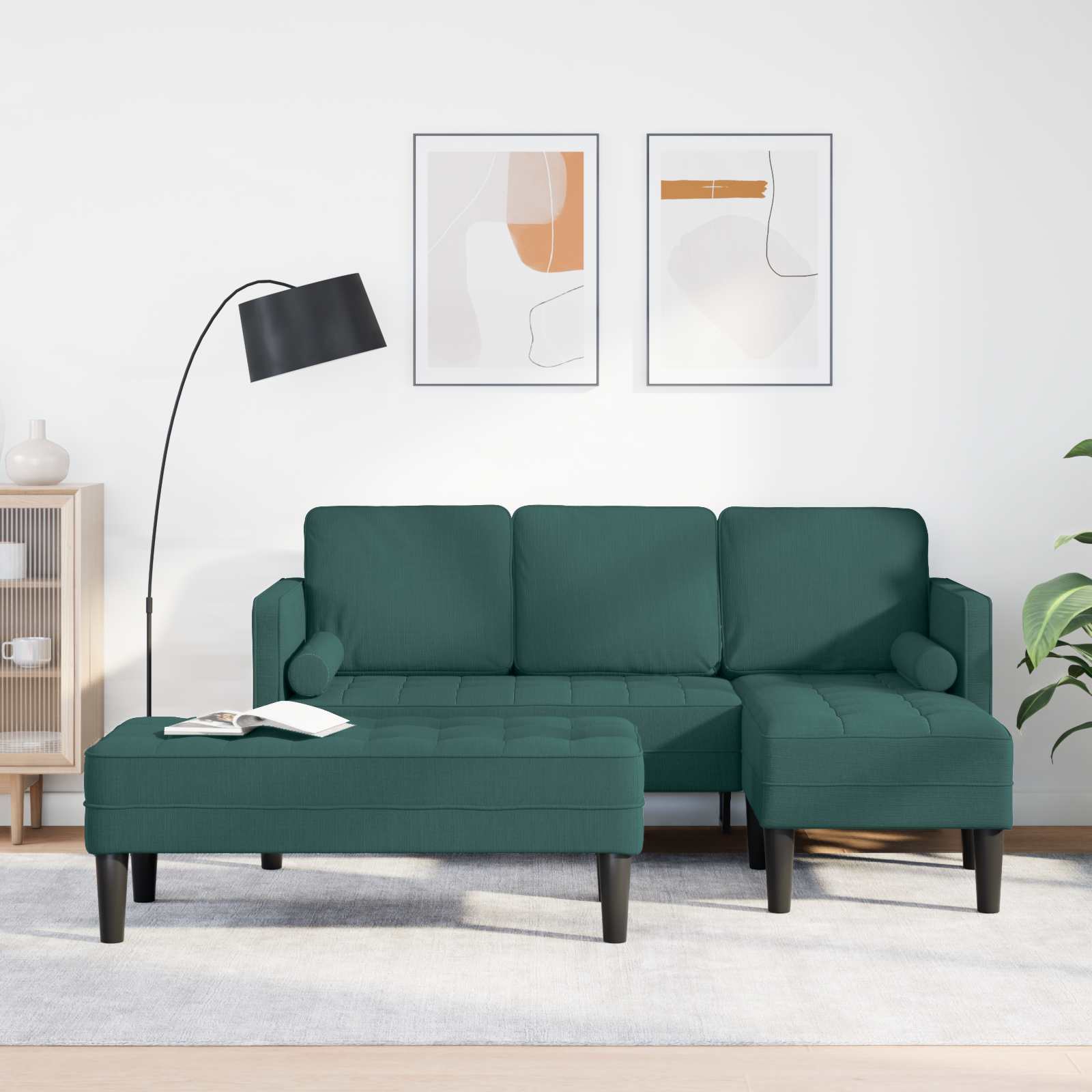 Set di divani con cuscino 2 pcs Verde Scuro Poliestere | homemem39