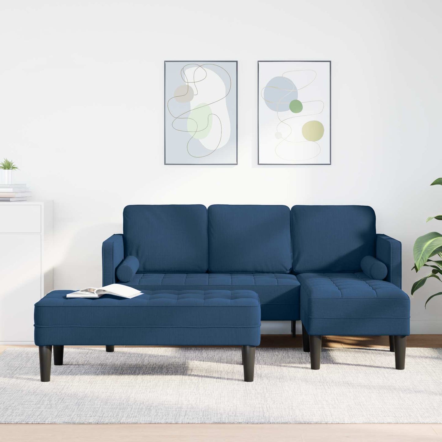 Set di divani con cuscino 2 pcs Blu Poliestere | homemem39