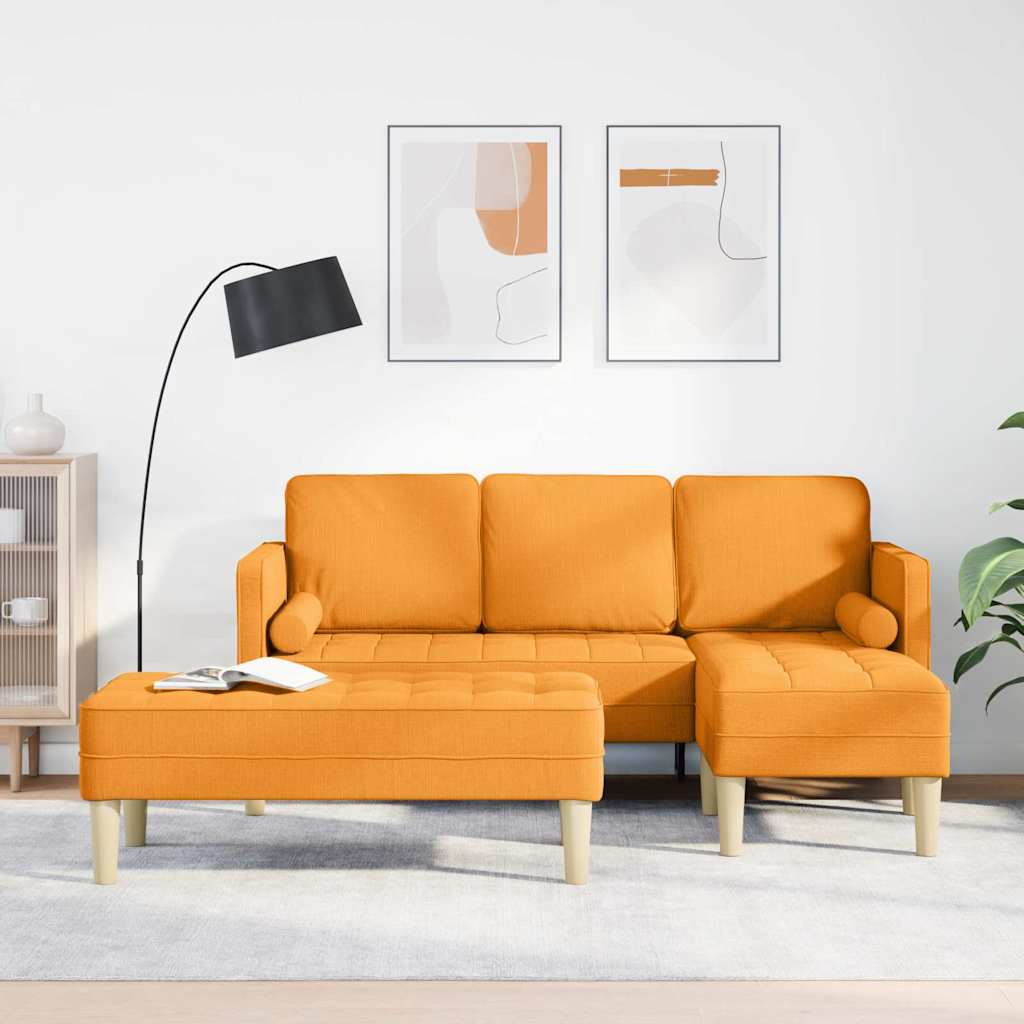 Set di divani con cuscino 2 pcs Giallo Scuro Poliestere | homemem39