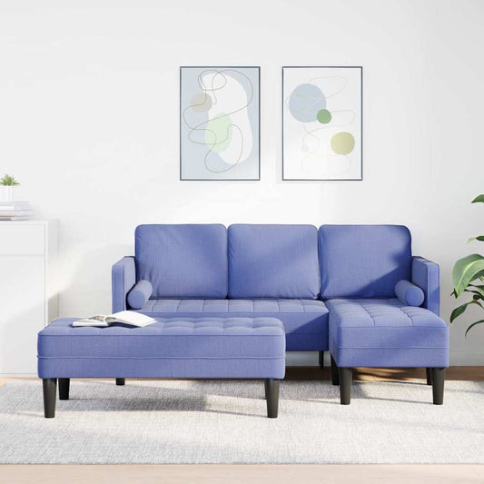 Set di divani 2 pcs Blu jeans 173 x 131 x 67 cm Tessuto