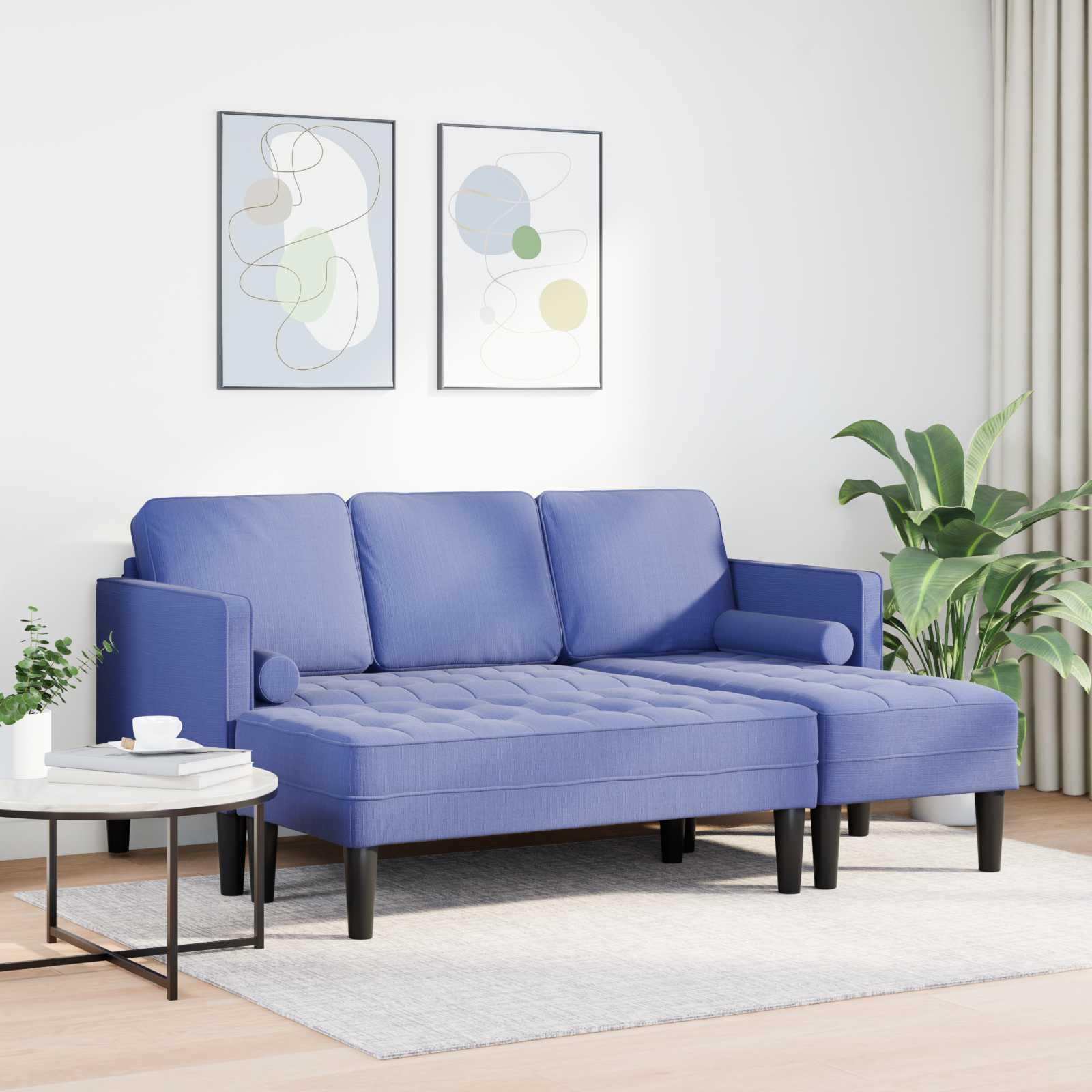 Set di divani con cuscino 2 pcs Blu jeans Poliestere | homemem39