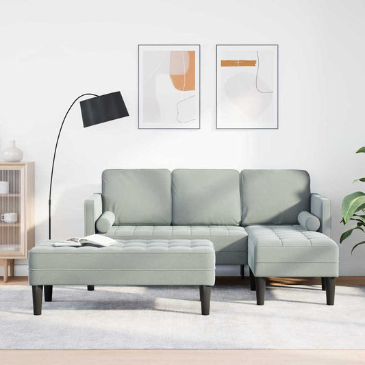 Set di divani 2 pcs Grigio chiaro 173 x 131 x 67 cm Velluto