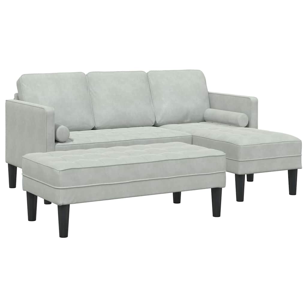 Set di divani 2 pcs Grigio chiaro 173 x 131 x 67 cm Velluto