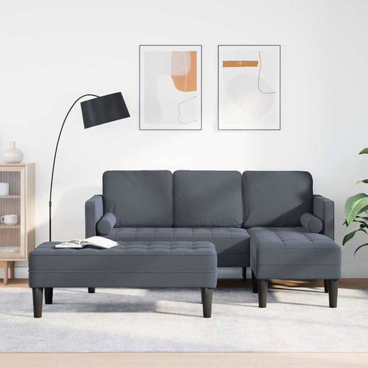 Set di divani 2 pcs Grigio scuro 173 x 131 x 67 cm Velluto
