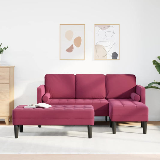 Set di divani 2 pcs Rosso vino 173 x 131 x 67 cm Velluto