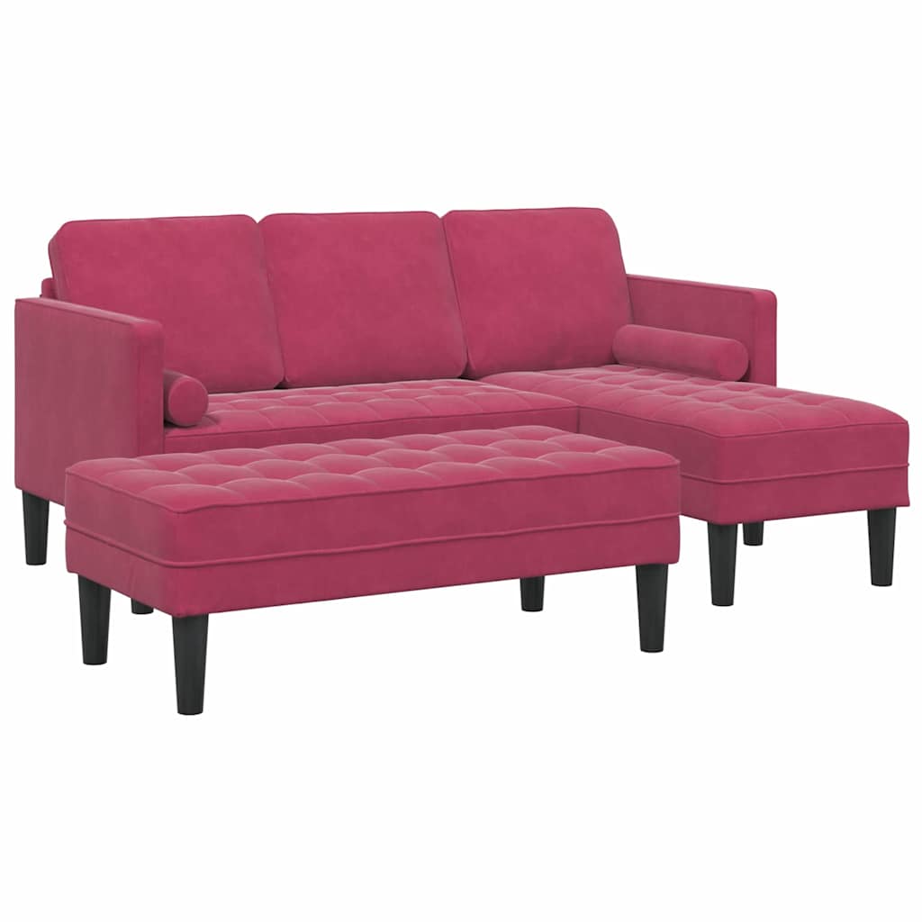 Set di divani 2 pcs Rosso vino 173 x 131 x 67 cm Velluto