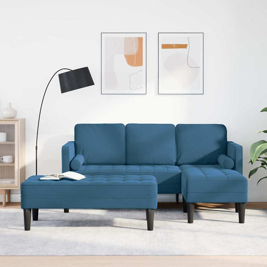Set di divani 2 pcs Blu 173 x 131 x 67 cm Velluto