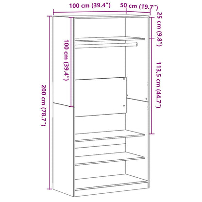Guardaroba Rovere nero 100 x 50 x 200 cm Legno multistrato