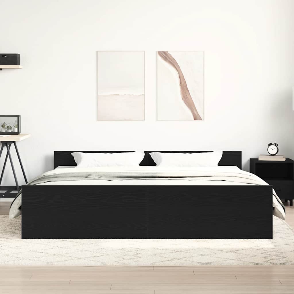 Giroletto senza Materasso Rovere Nero 200x200 cm Truciolato | homemem39