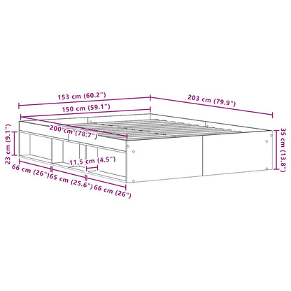 Giroletto senza Materasso Rovere Nero 150x200 cm Truciolato - homemem39