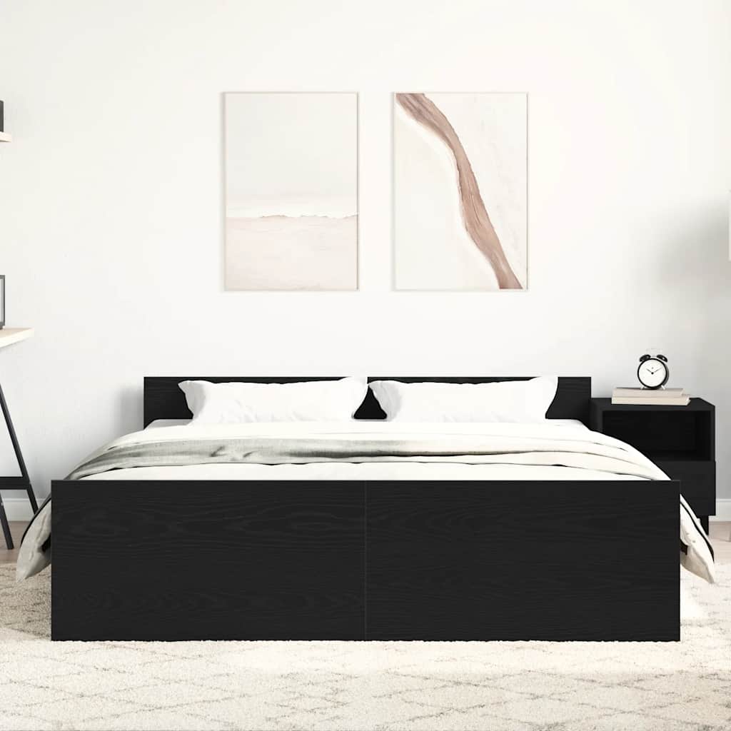 Giroletto senza Materasso Rovere Nero 160x200 cm Truciolato