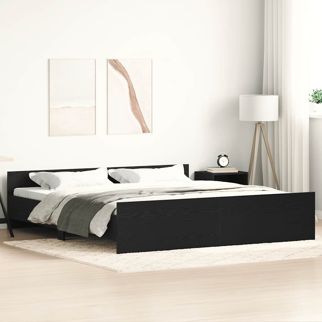 Struttura letto senza materasso in rovere nero 180x200 cm in legno composito - homemem39