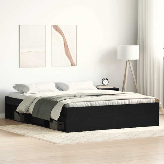 Giroletto senza Materasso Rovere Nero 160x200 cm Truciolato