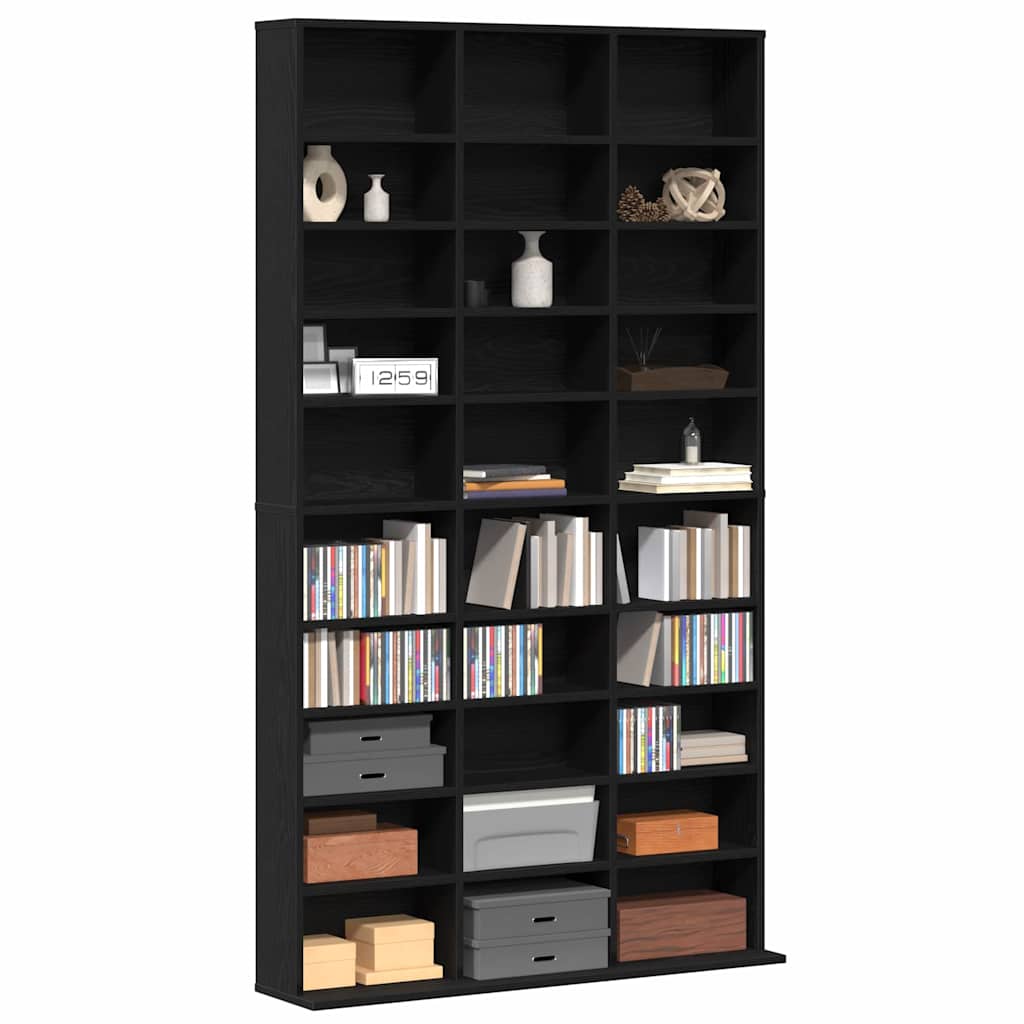 Mobile per CD Rovere Nero 101 x 23 x 177,5 cm Legno multistrato | homemem39