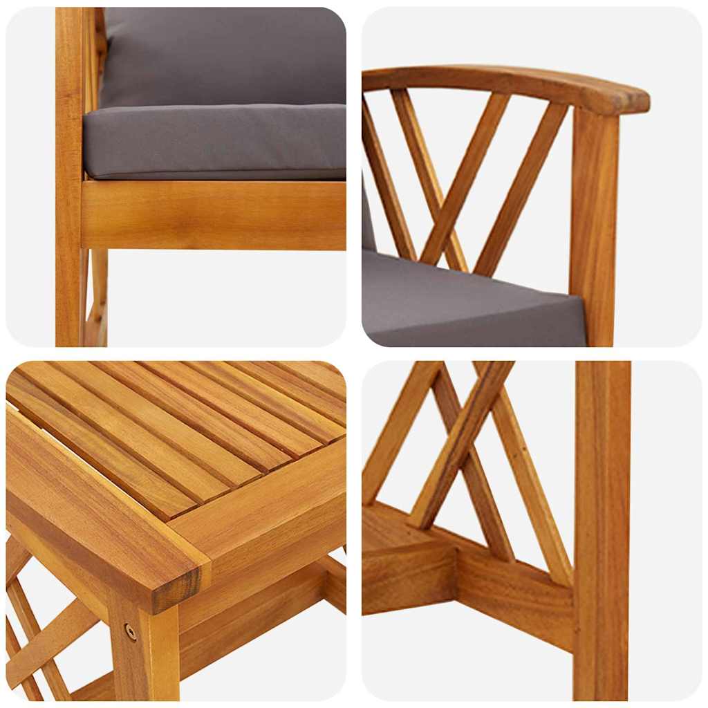 Set Divano da Giardino 3 pcs Marrone legno massello di acacia