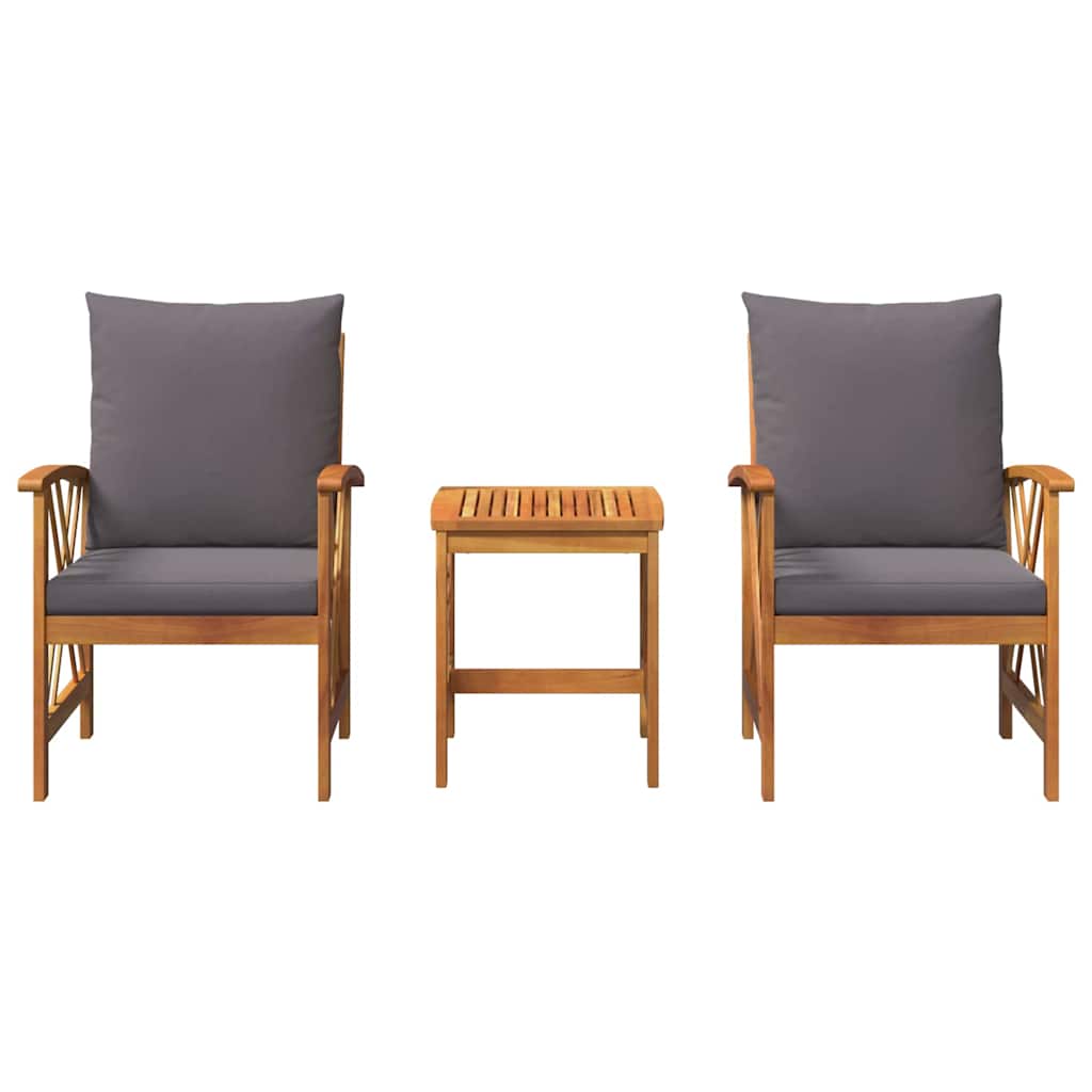 Set Divano da Giardino 3 pcs Marrone legno massello di acacia