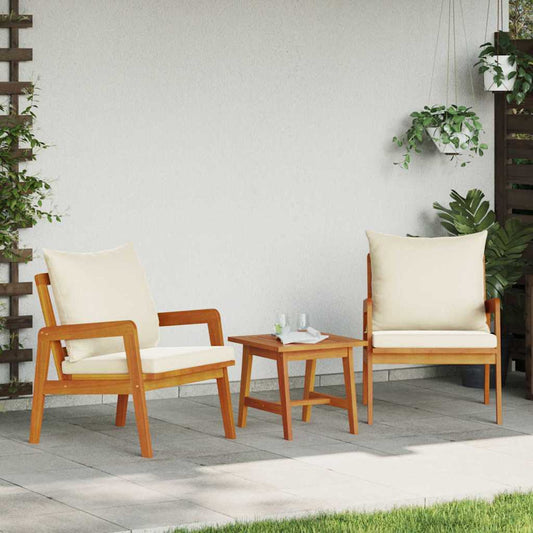 Set bistrot con cuscino 3 pcs Marrone Legno di Acacia Massello