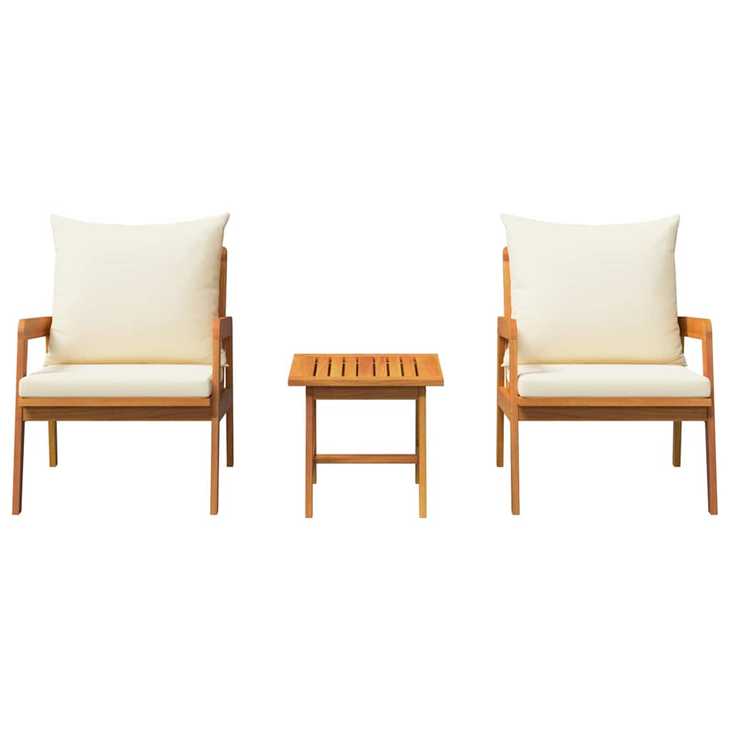 Set bistrot con cuscino 3 pcs Marrone Legno di Acacia Massello