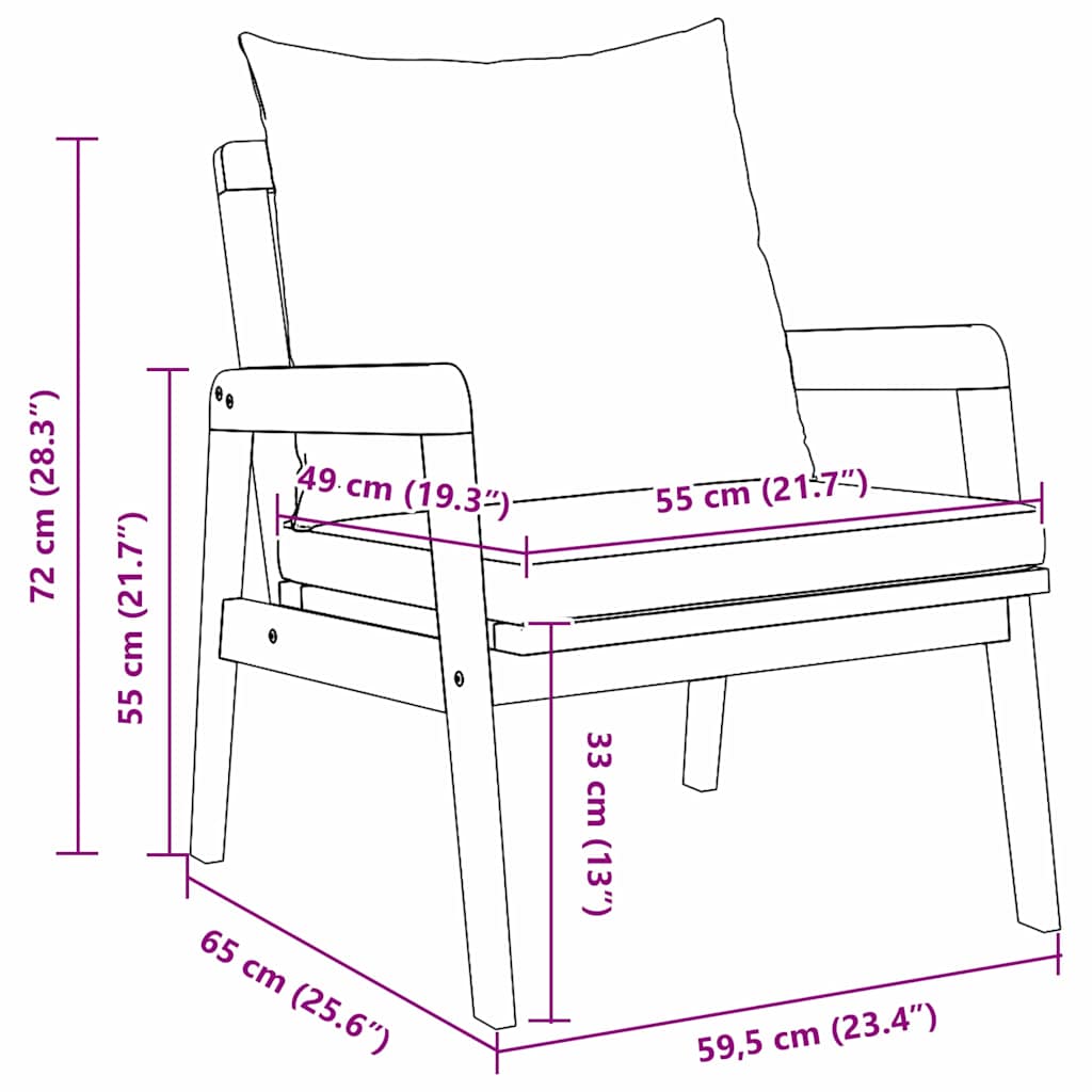 Sedia da Giardino 2 Pezzo Olio Naturale 65 x 59,5 x 72 cm | homemem39
