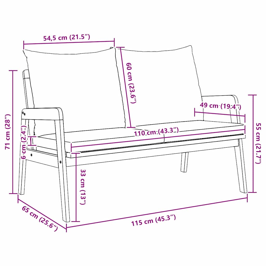 Panchina da giardino Olio Naturale Legno di Acacia Massello