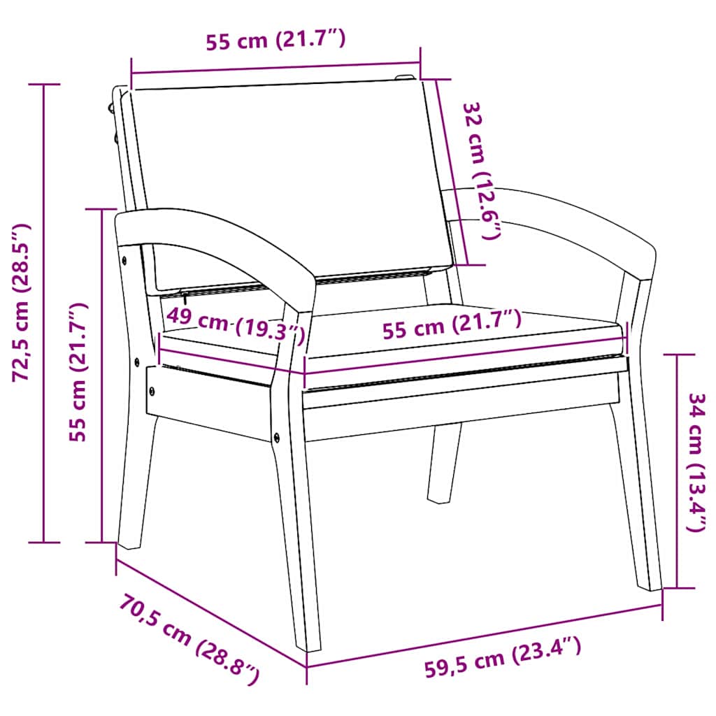 Sedia da Giardino 2 pcs Olio Naturale Legno di Acacia Massello | homemem39
