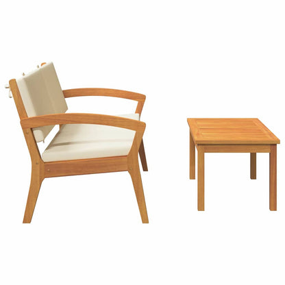 Set bistrot con cuscino 2 pcs Marrone Legno massello di acacia - homemem39