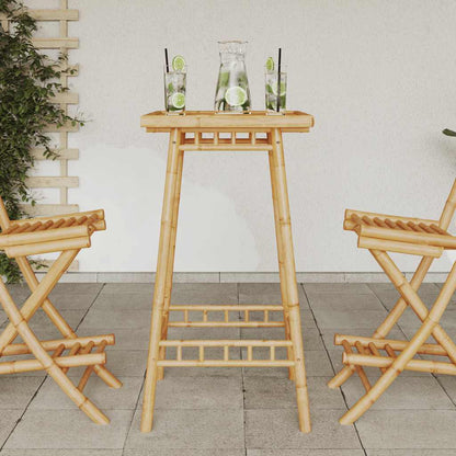 Tavolo da Bar da Esterno Quadrato 55x55x100 cm in Bambù