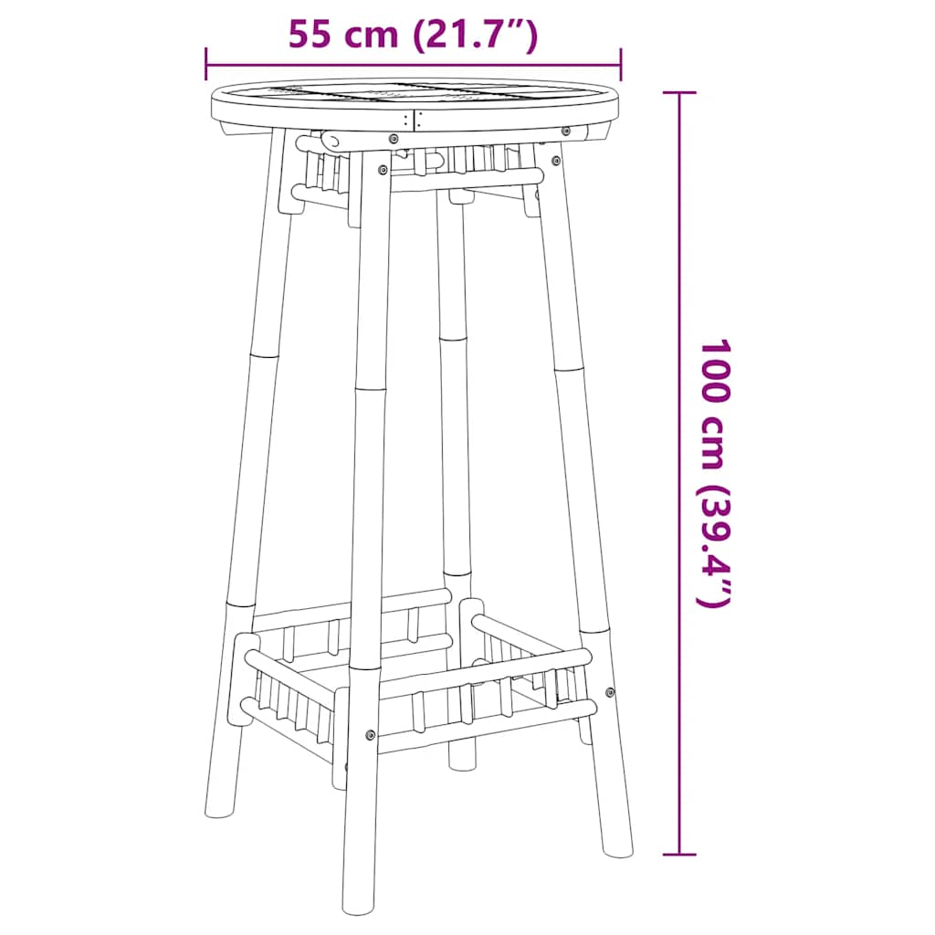 Tavolo da Bar da Esterno Rotondo Ø55x100 cm in Bambù | homemem39
