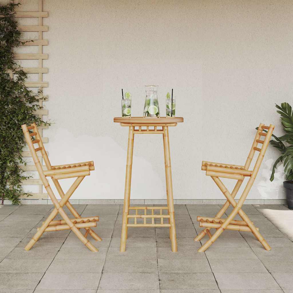 Set Bar da Esterno 3 pz Pieghevole in Bambù | homemem39