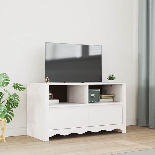 Mobile TV Drammen Bianco 99 x 43 x 55 cm Legno massello di pino