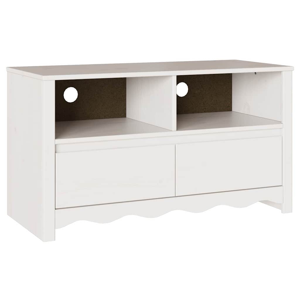 Mobile TV Drammen Bianco 99 x 43 x 55 cm Legno massello di pino