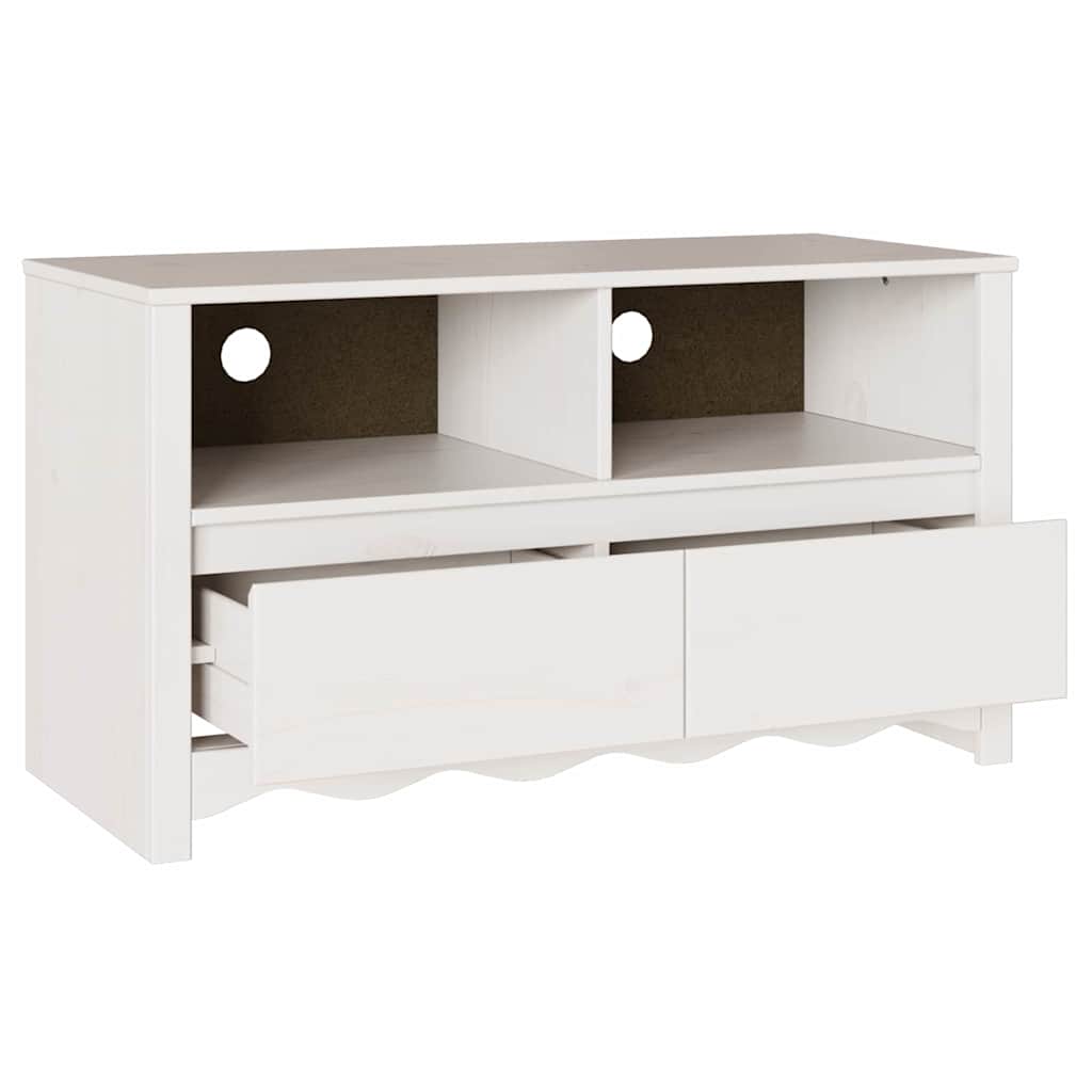 Mobile TV Drammen Bianco 99 x 43 x 55 cm Legno massello di pino