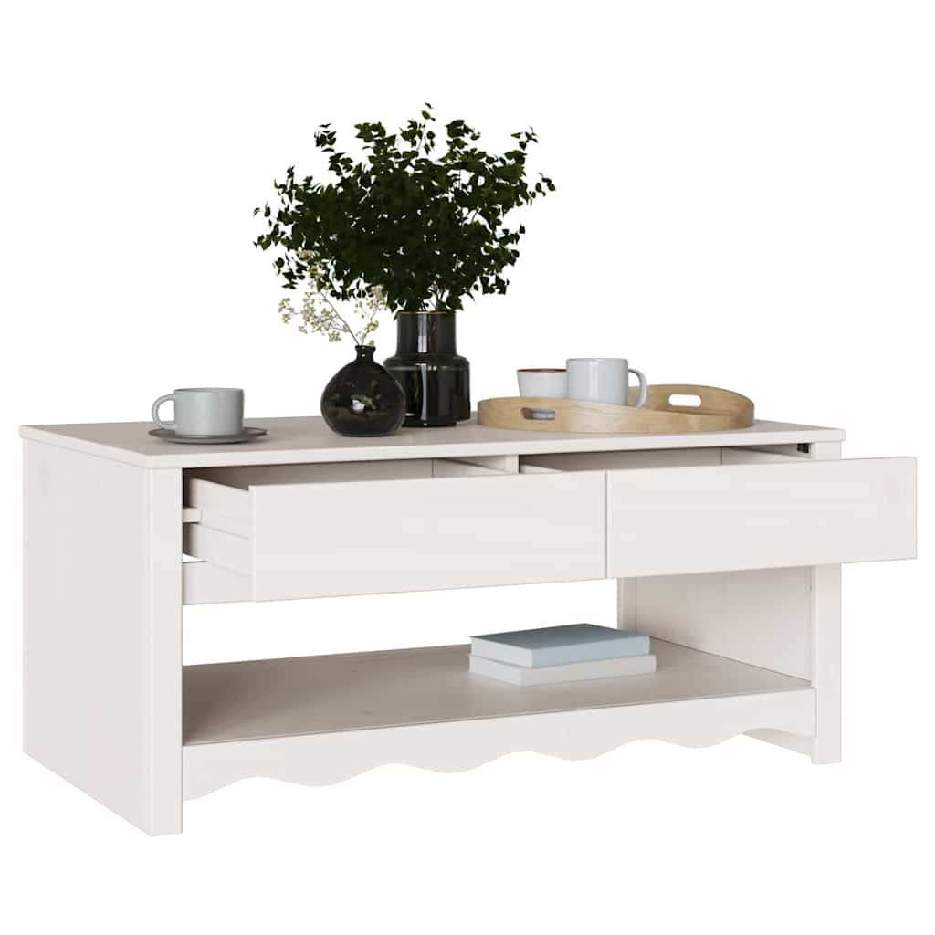 Tavolino da salotto con cassetto Drammen Bianco 99 x 55 x 45 cm | homemem39