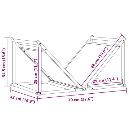 Rastrelliera per Legna da Ardere Nera 70x43x34,5 cm - homemem39