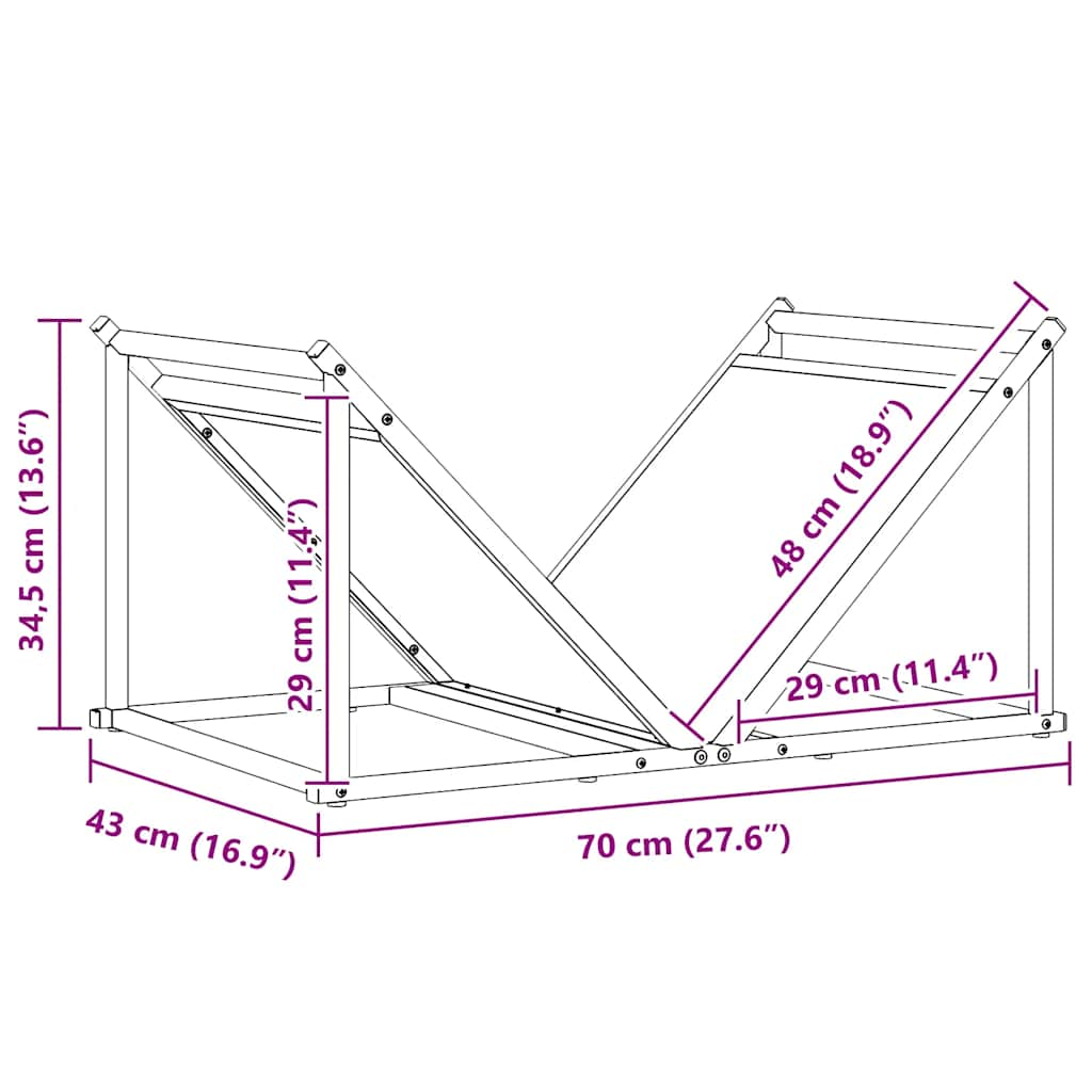 Rastrelliera per Legna da Ardere Antracite 70x43x34,5 cm