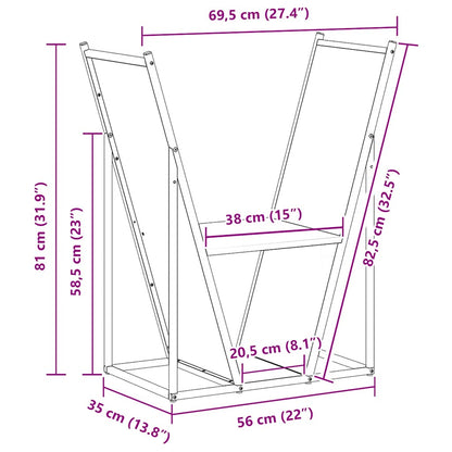 Rastrelliera per Legna da Ardere Bianca 69,5x35x81 cm - homemem39