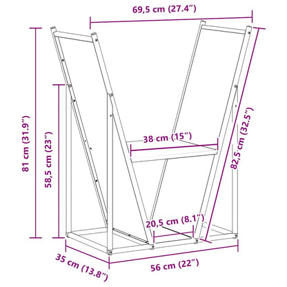 Rastrelliera per Legna da Ardere Antracite 69,5x35x81 cm - homemem39