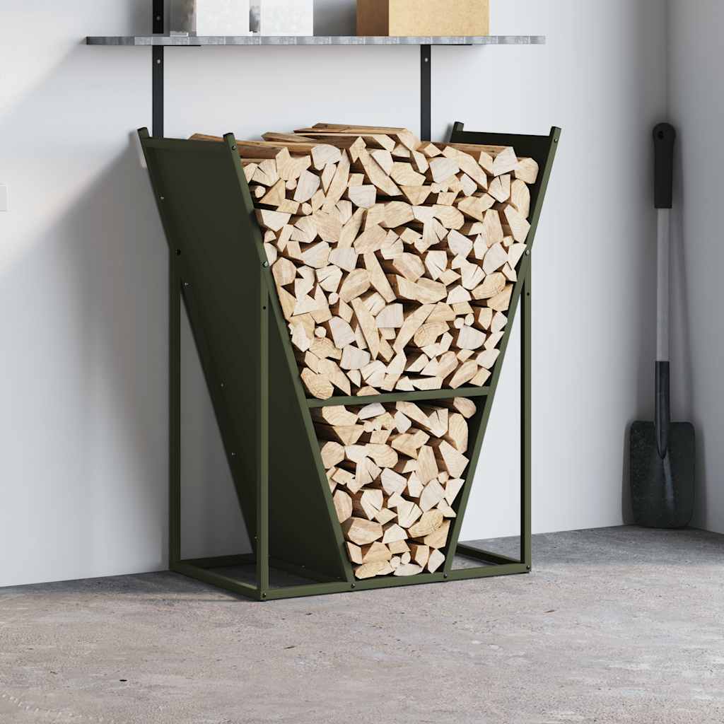 Rastrelliera per Legna da Ardere Verde Oliva 69,5x35x81 cm - homemem39
