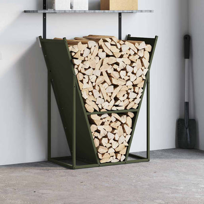 Rastrelliera per Legna da Ardere Verde Oliva 69,5x35x81 cm - homemem39