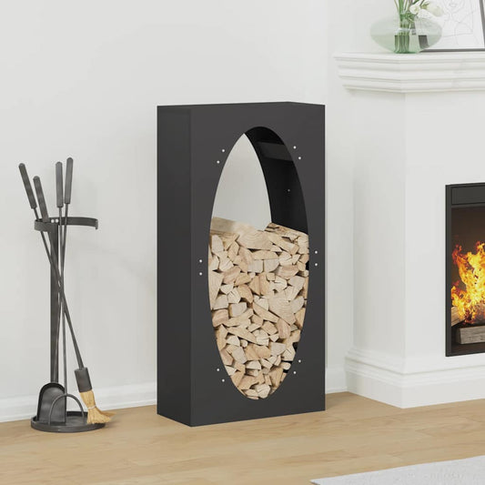 Rastrelliera per Legna da Ardere Nera 50x23x100 cm - homemem39