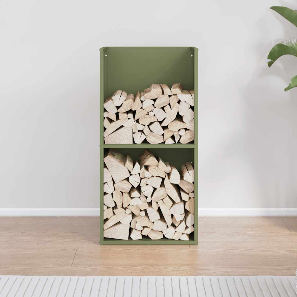 Rastrelliera per Legna da Ardere Verde Oliva 40x30x80 cm - homemem39