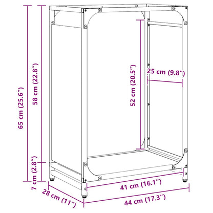 Rastrelliera per Legna da Ardere Nera 44x28x65 cm - homemem39